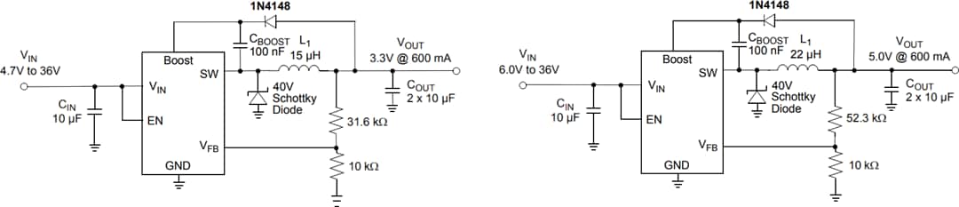Application Circuit Diagram - Microchip Technology MCP16301 30V Non-Synchronous Buck Regulator