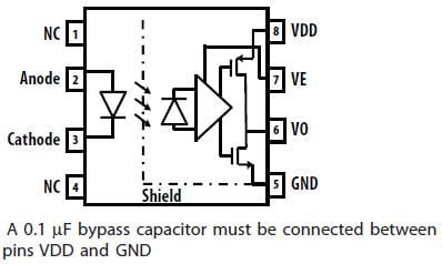 Mechanical Drawing - Broadcom ACPL-061L Digital CMOS Optocouplers
