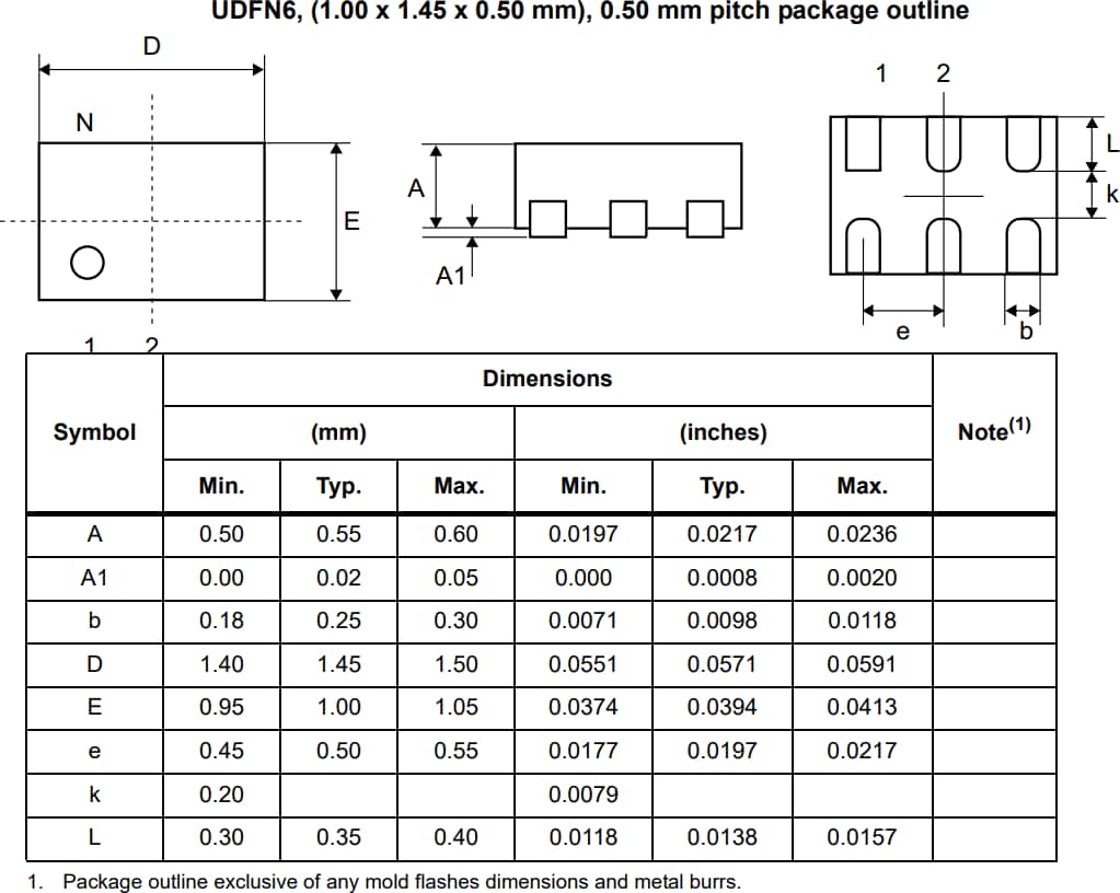 Mechanical Drawing - STMicroelectronics SR1 4-Pin Smart Reset™ Switch
