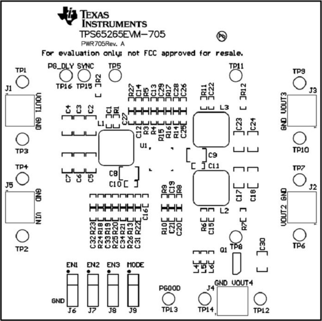 Mechanical Drawing - Texas Instruments TPS65265EVM-705 Evaluation Module (EVM)