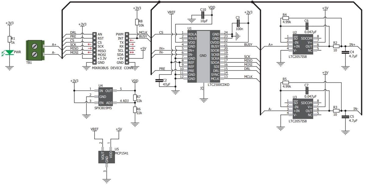 Schematic - Mikroe MIKROE-3115 ADC 7 Click