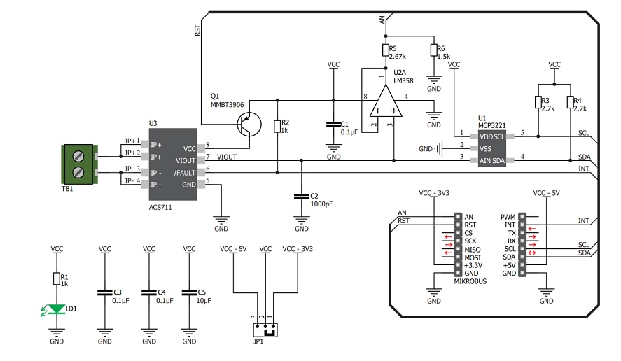 Schematic - Mikroe MIKROE-2987 Hall Current 2 Click