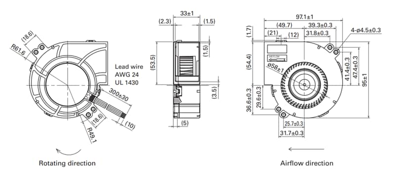 Sanyo Denki San Ace 97W 9W1B High Airflow Splash Proof Blowers