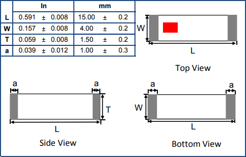 Mechanical Drawing - Johanson Technology 0900AD54B2450 Single Feed IoT Antennas