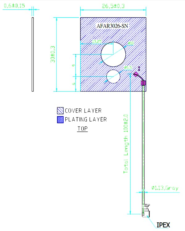 Mechanical Drawing - Abracon AFAR3026-SN NFC Antenna