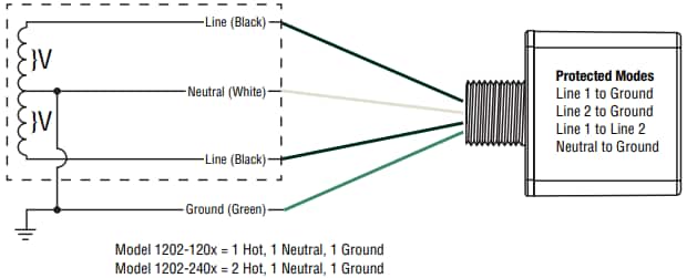 Application Circuit Diagram - Bourns 1202 Hardwired AC Hybrid Surge Protection Devices