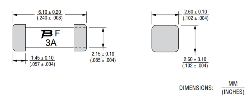 Chart - Bourns SinglFuse™ SF-2410HI-T High Inrush SMD Fuses