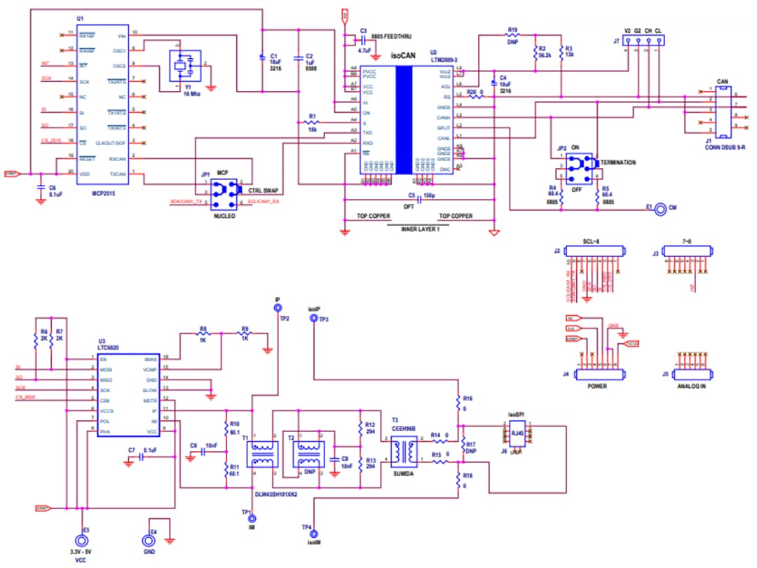 Schematic - Analog Devices Inc. DC2617A isoSPI™/isoCAN Arduino Shield