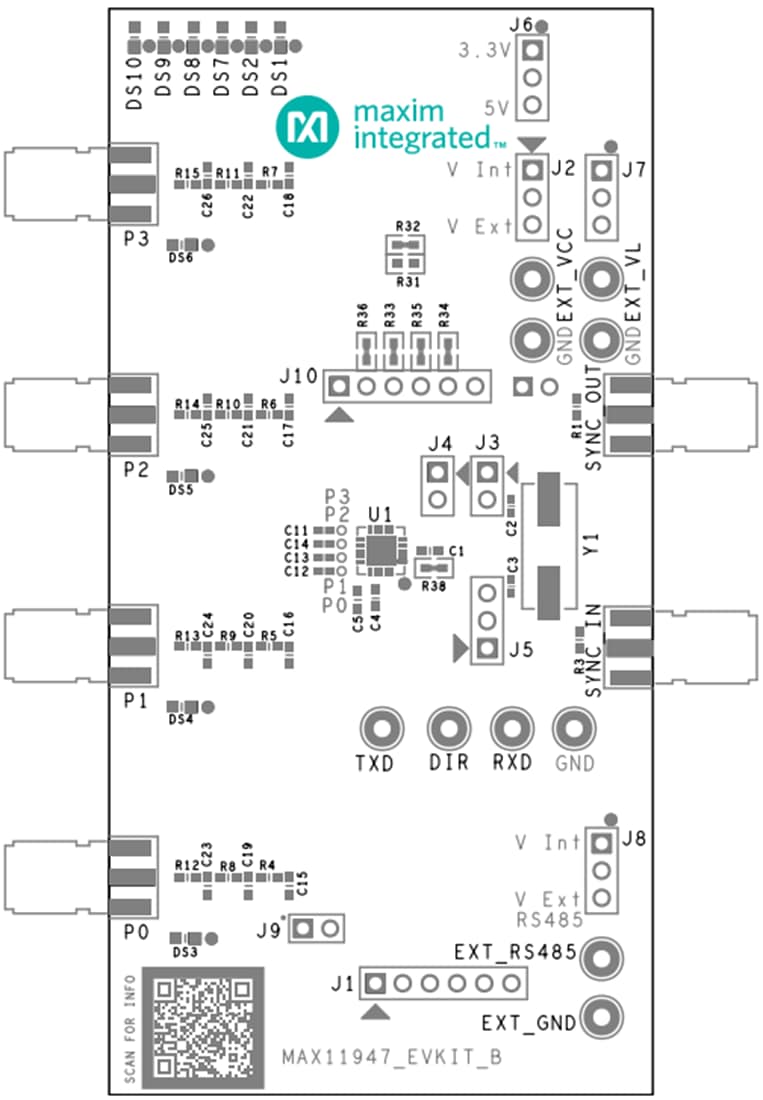 Mechanical Drawing - Analog Devices Inc. MAX11947EVKIT Evaluation Kit