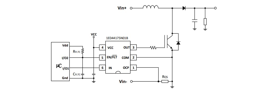 Application Circuit Diagram - Infineon Technologies 1ED44175N01B 25V Low-Side Gate Drivers