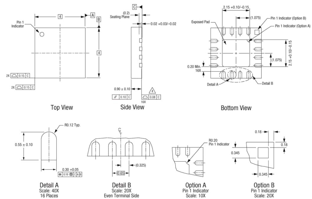 Mechanical Drawing - Skyworks Solutions Inc. SKY67180-306LF Low-Noise Amplifier