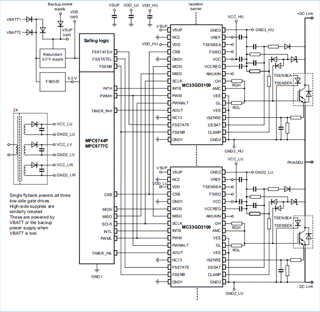 Application Circuit Diagram - NXP Semiconductors MC33GD3100 Advanced IGBT/SiC Gate Drivers