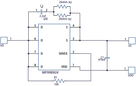 Schematic - Monolithic Power Systems (MPS) EV9989x Synchronous Rectification Eval Boards