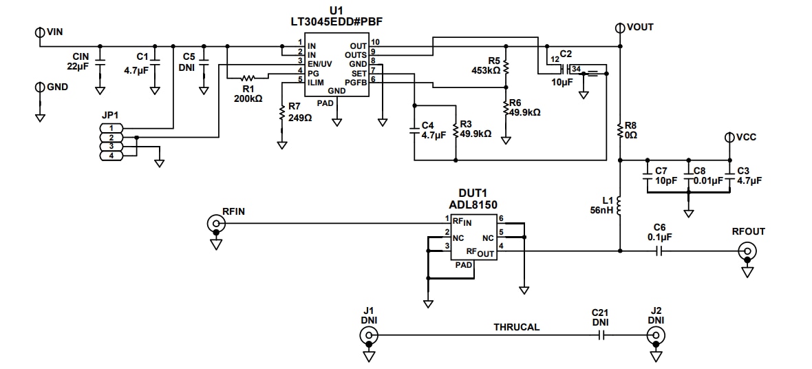 Schematic - Analog Devices Inc. ADL8150-EVALZ Evaluation Board
