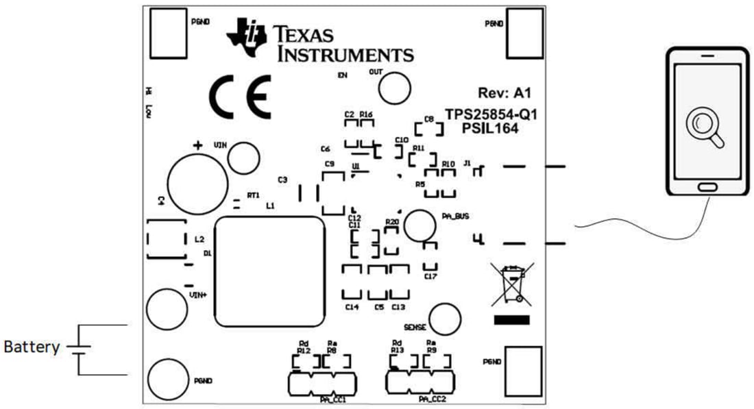 Mechanical Drawing - Texas Instruments TPS25854Q1EVM-164 Controller Evaluation Module