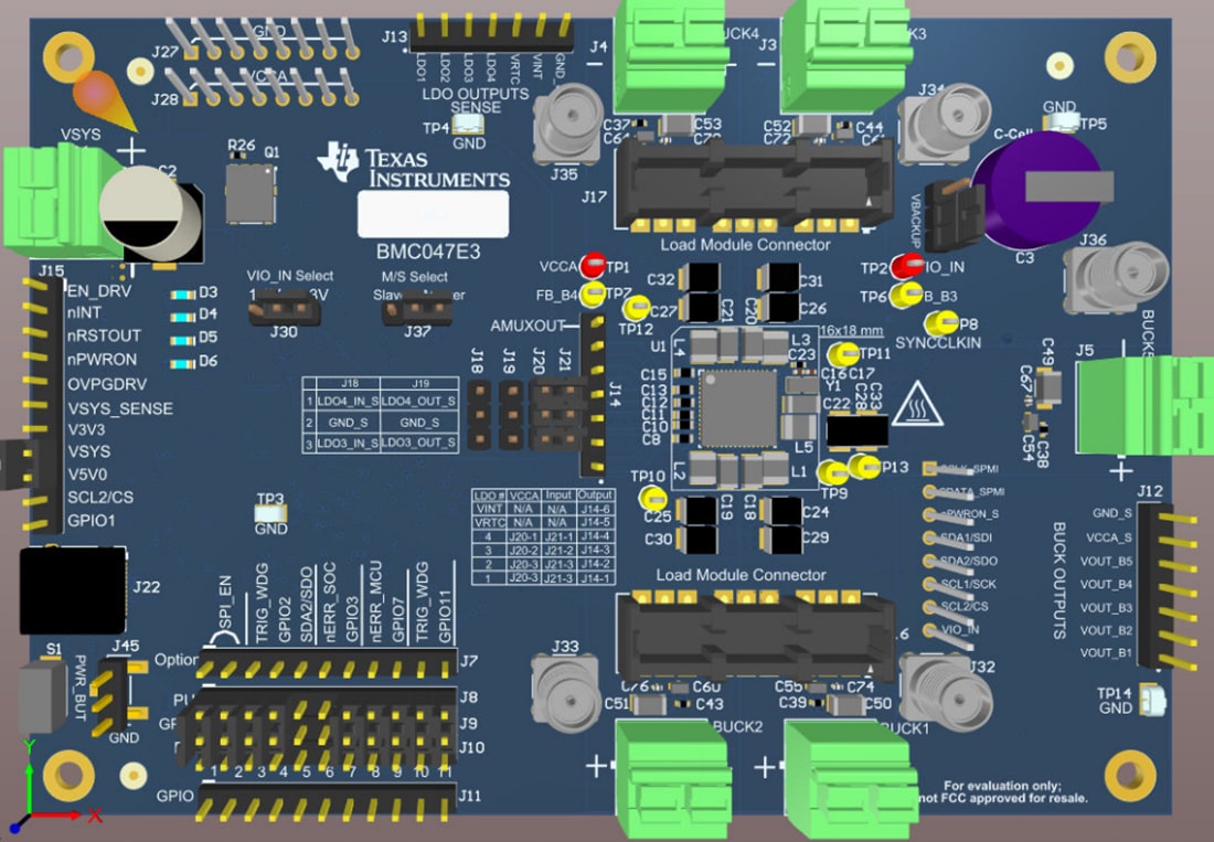 Mechanical Drawing - Texas Instruments TPS6594xEVM PMIC Evaluation Modules (EVMs)