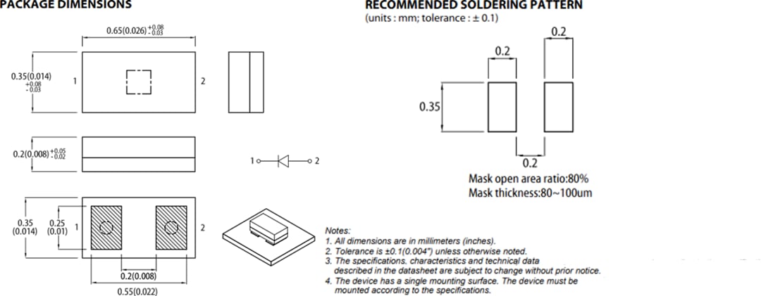 Kingbright HELI-Ultraminiature 0201 SMD LEDs