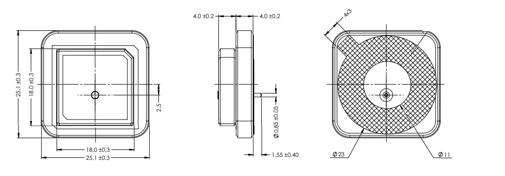 Schematic - Maxtena MPA-258-L1-L5 GPS L1 L5 Microstrip Antenna