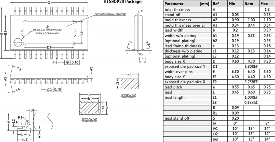 Mechanical Drawing - Analog Devices / Maxim Integrated TMC2225 Stepper Driver