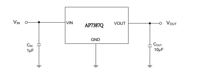Application Circuit Diagram - Diodes Incorporated AP7387Q Automotive µLDO Regulators