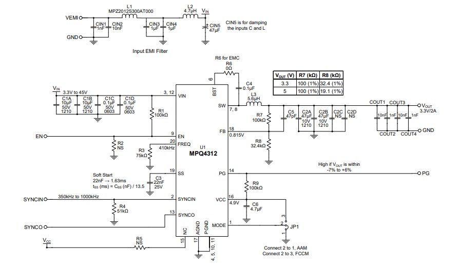 Schematic - Monolithic Power Systems (MPS) EVQ4312-R-01A Evaluation Board