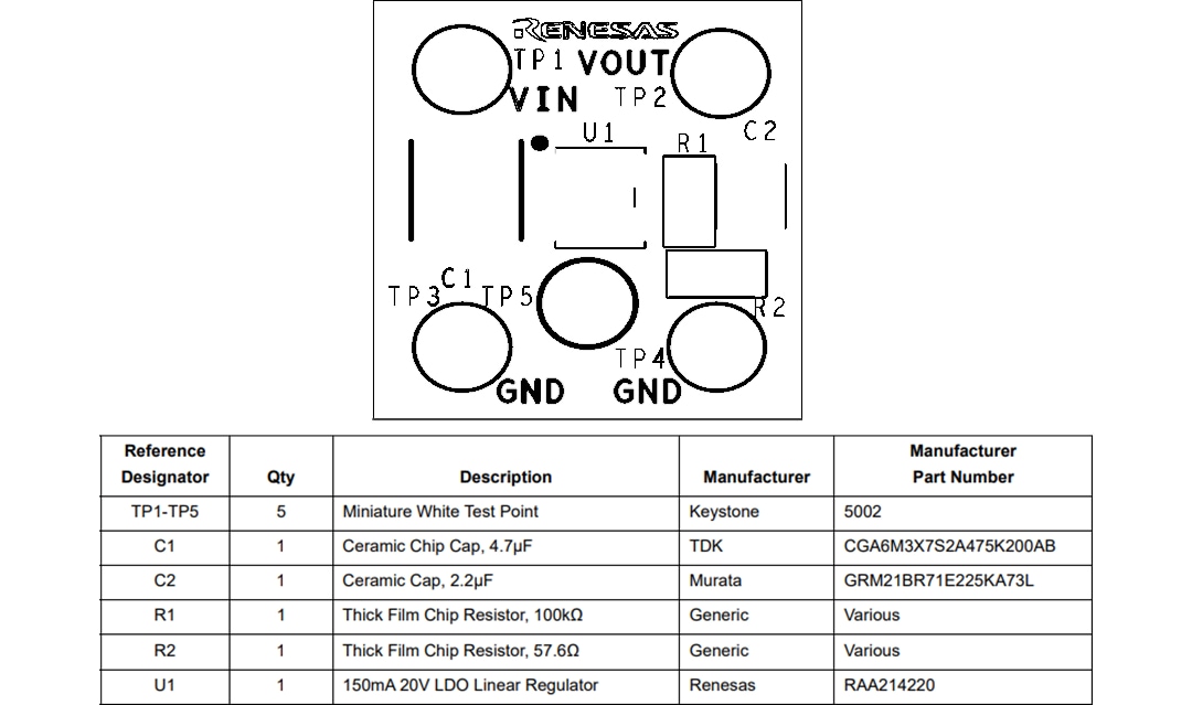 Mechanical Drawing - Renesas Electronics RTKA214220DR0000BU Demonstration Board