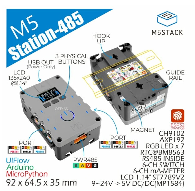 M5Stack M5Station-485/BAT ESP32 IoT Development Modules