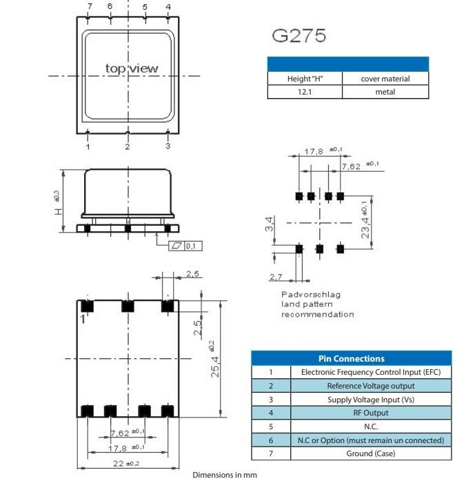 Mechanical Drawing - Microchip Technology OX-221 Oven Controlled Crystal Oscillators