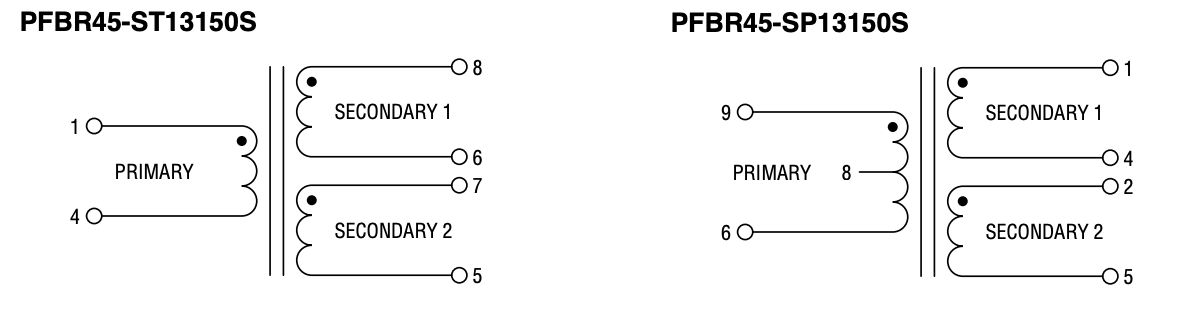 Schematic - Bourns PFBR45 Power Line Communication Transformers