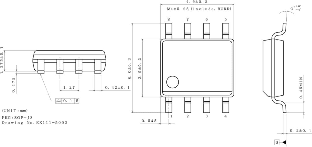 Mechanical Drawing - ROHM Semiconductor BM1Q104FJ Quasi-Resonant Control DC-DC Converter