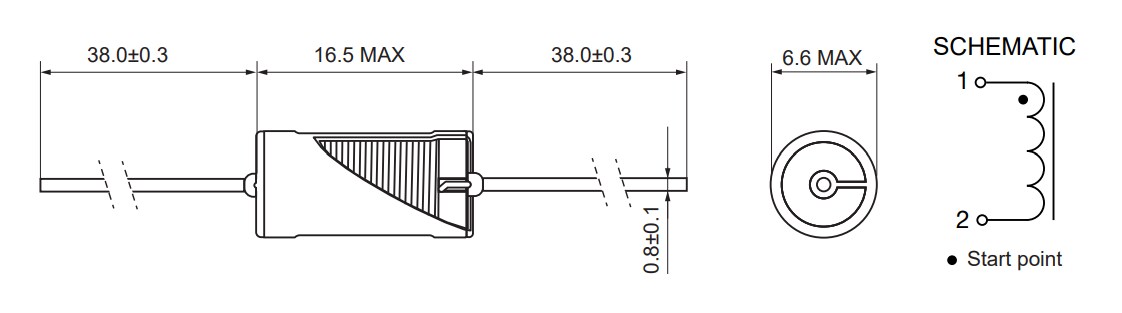 Mechanical Drawing - Signal Transformer / Bel SFAPI Fixed Axial Power Inductors