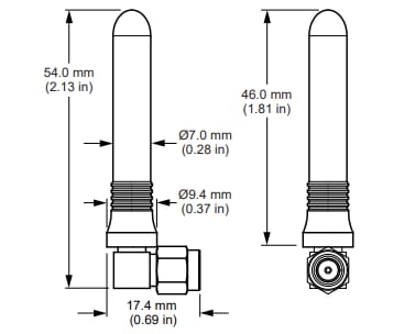 Mechanical Drawing - TE Connectivity / Linx Technologies ANT-W63-CW-RCS WiFi® 6/6E/7 Antennas