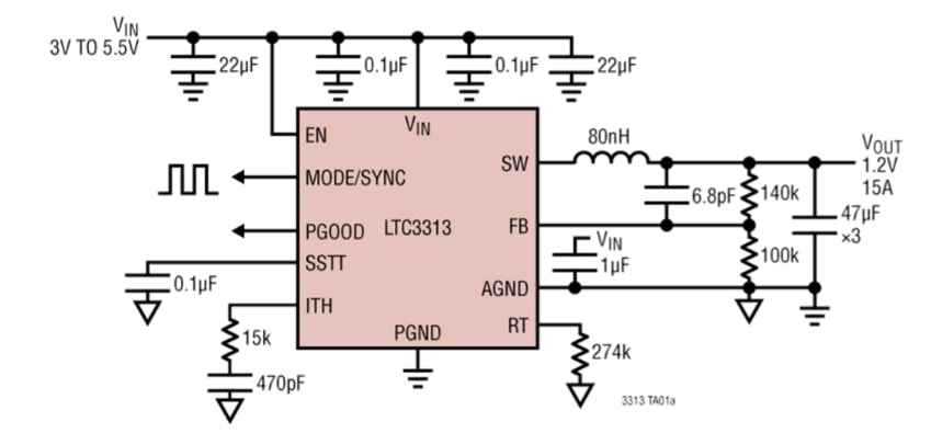 Application Circuit Diagram - Analog Devices Inc. LTC3313 Step-Down Silent Switchers®