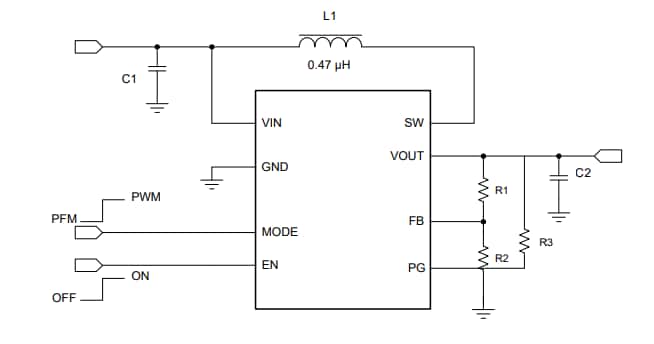 Application Circuit Diagram - Texas Instruments TPS61033x/TPS61033x-Q1 Synchronous Boost Converter