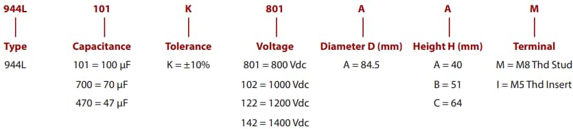 Cornell Dubilier / Knowles Type 944L Low Inductance DC Link Capacitors