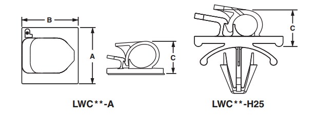Chart - Panduit LWC Latching Wire Clips