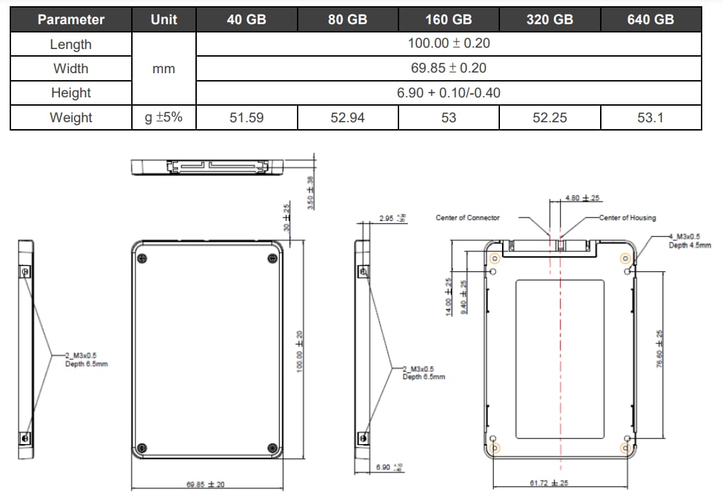 Mechanical Drawing - Apacer Technology Inc. SH250-25 Serial ATA Flash Drives