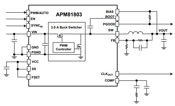 Application Circuit Diagram - Allegro MicroSystems APM81803 Synchronous Buck Regulator Module