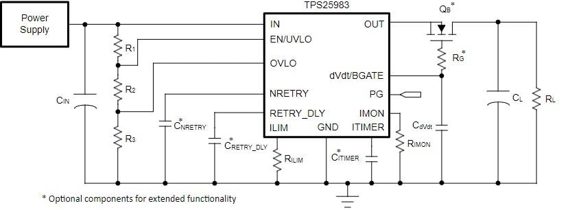 Schematic - Texas Instruments TPS25983 Hot-Swap eFuses