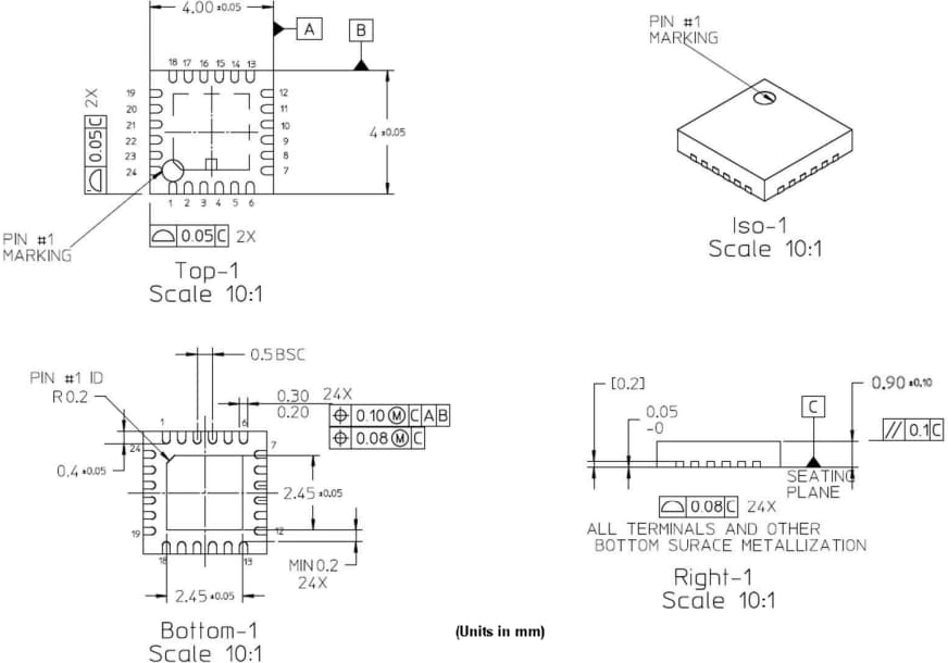 Mechanical Drawing - Broadcom AEAT-9933  Programmable Angular Magnetic Encoders