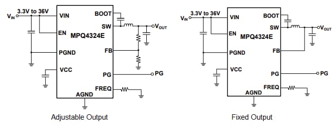 Application Circuit Diagram - Monolithic Power Systems (MPS) MPQ4324E Synchronous Step-Down Converters