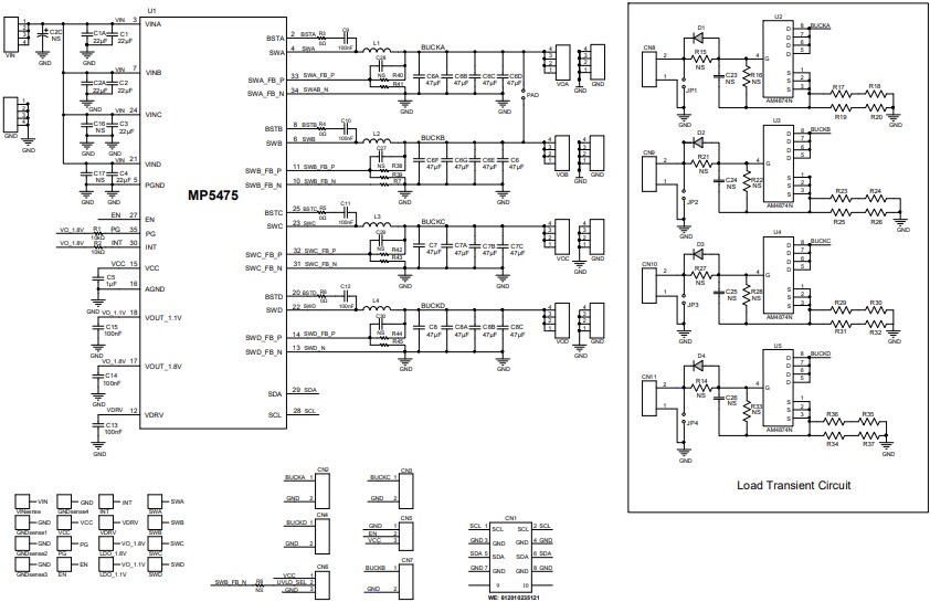 Schematic - Monolithic Power Systems (MPS) EVL5475-U-00B Evaluation Board