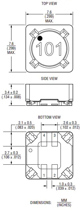 Mechanical Drawing - Bourns SRF0703HA Dual-Winding Shielded Power Inductors