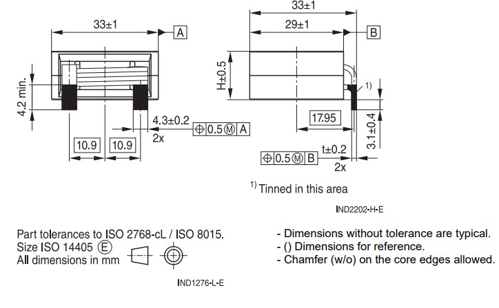 EPCOS / TDK ERU33M PTH High Current Flat Wire Inductors