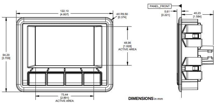 Mechanical Drawing - Grayhill 3D35DEV-100 3.5-inch Display