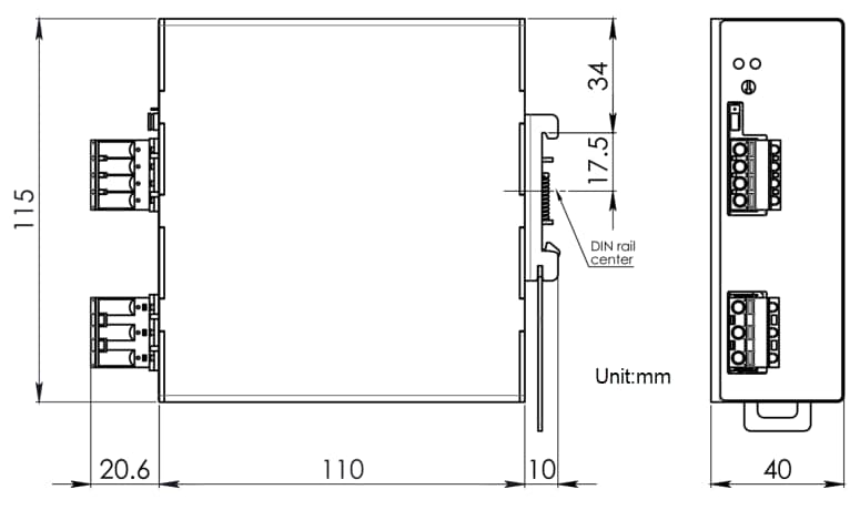 Mechanical Drawing - E-T-A Circuit Breakers SMPS-T Switch Mode Power Supplies