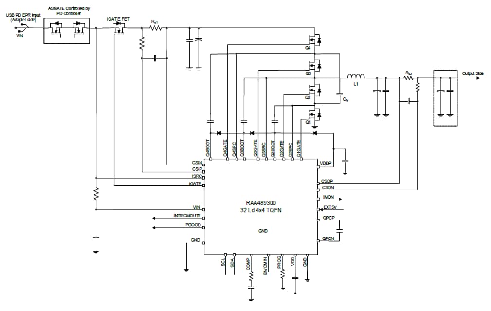 Application Circuit Diagram - Renesas Electronics RAA48930x 3-Level Synchronous Buck Controllers