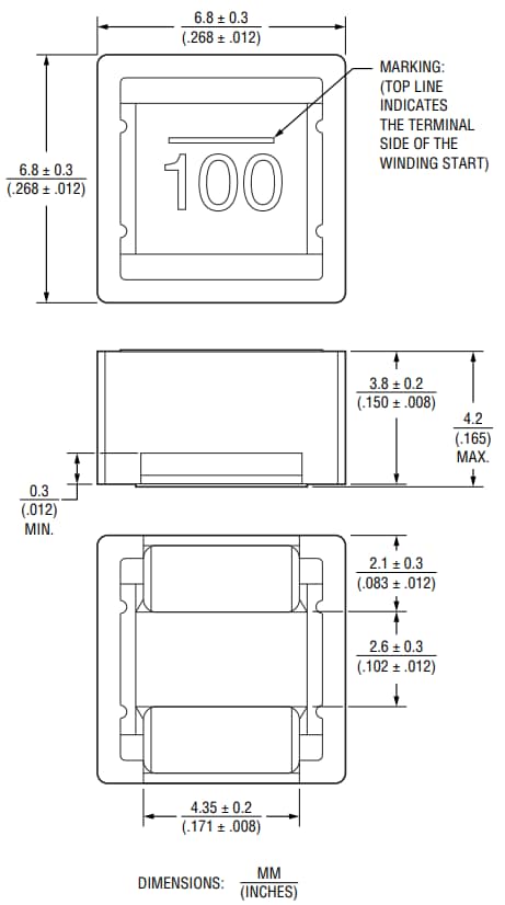 Mechanical Drawing - Bourns SRR6838A Automotive Shielded Power Inductors