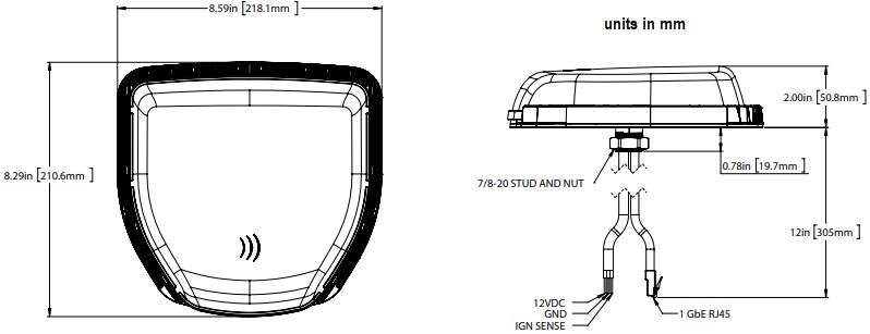 Mechanical Drawing - Airgain AC-Fleet™ 5G Vehicle Gateways