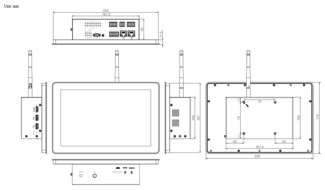 Mechanical Drawing - EDATEC ED-HMI3630 10.1